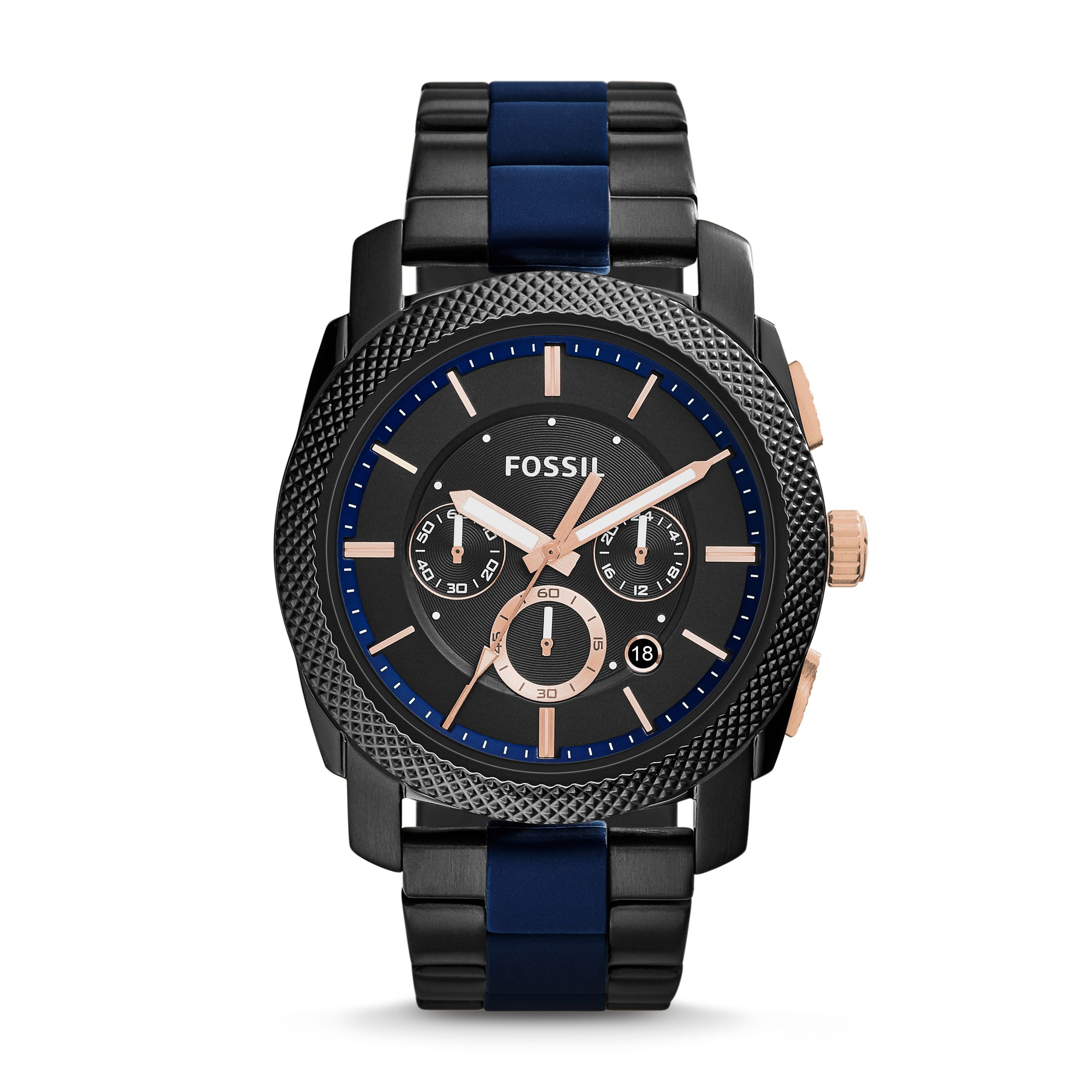 Fossil Men's Machine Black Stainless Steel Chronograph Watch (Style:  FS4552) 