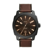 Fossil Mens Machine Three-Hand Date, Black Stainless Steel Watch