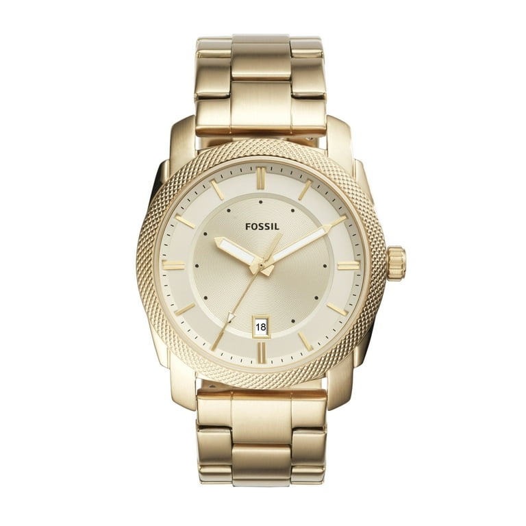Fossil Men's Machine Three-Hand Date Gold-Tone Stainless Steel
