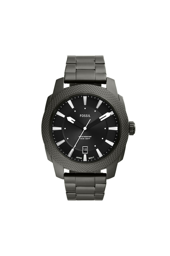 Men's Machine Three-Hand Date, Smoke Stainless Steel Watch
