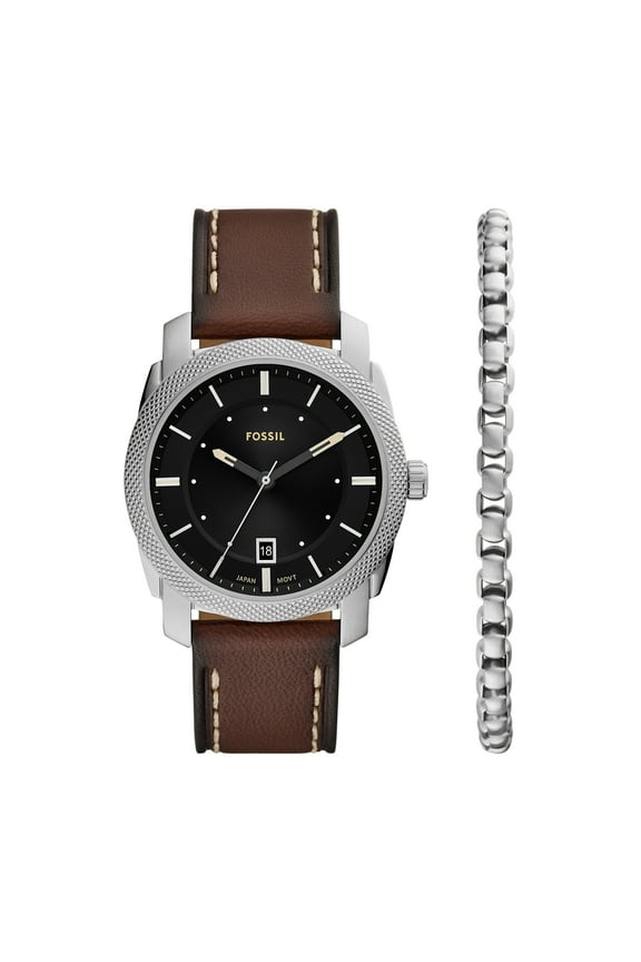 Men's Machine Three-Hand Date, Stainless Steel Watch and Bracelet Set