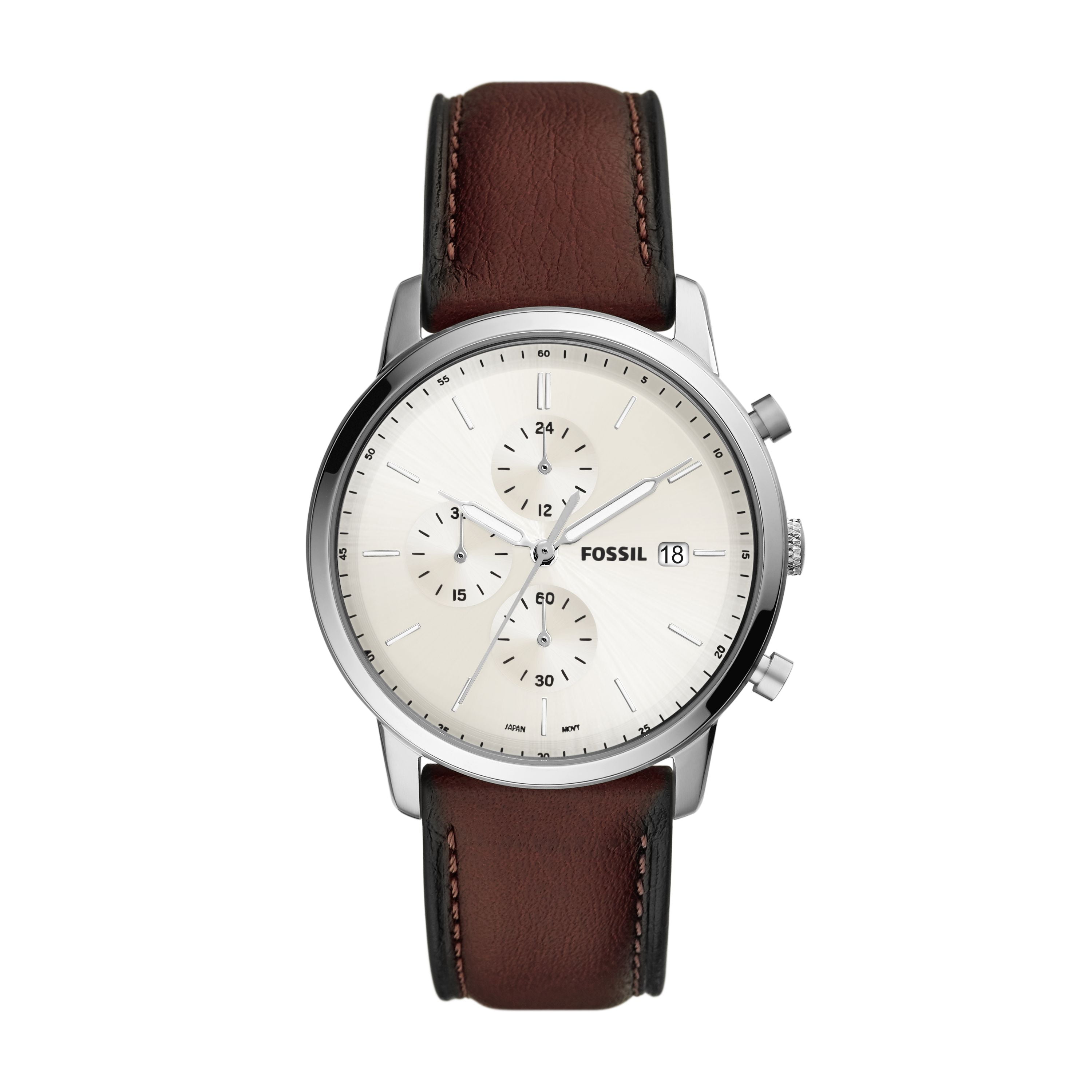 Fossil Men's Minimalist Chronograph Brown Eco Leather Watch - Walmart.com
