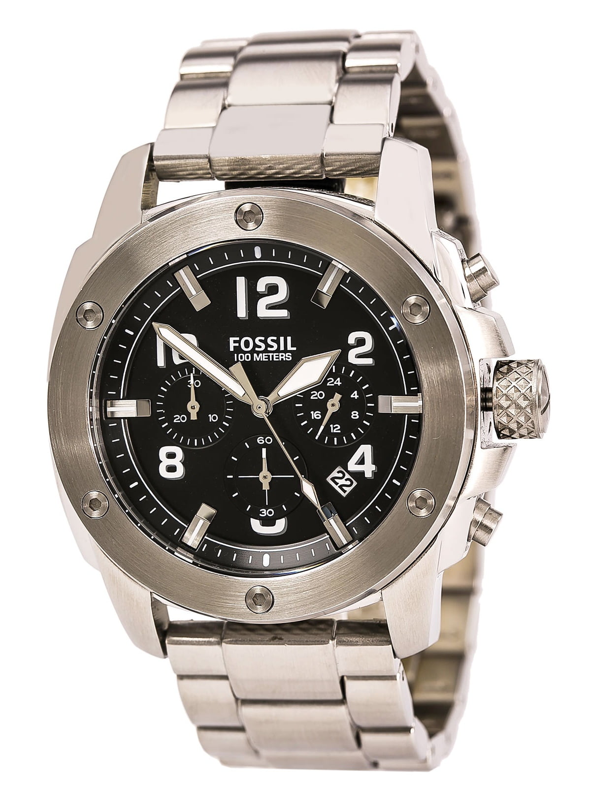 Fossil Men's Machine Stainless Steel Quartz Watch with Leather Strap, Brown Fossil Men\u0027s Machine Chronograph, Stainless Steel Watch, FS5620