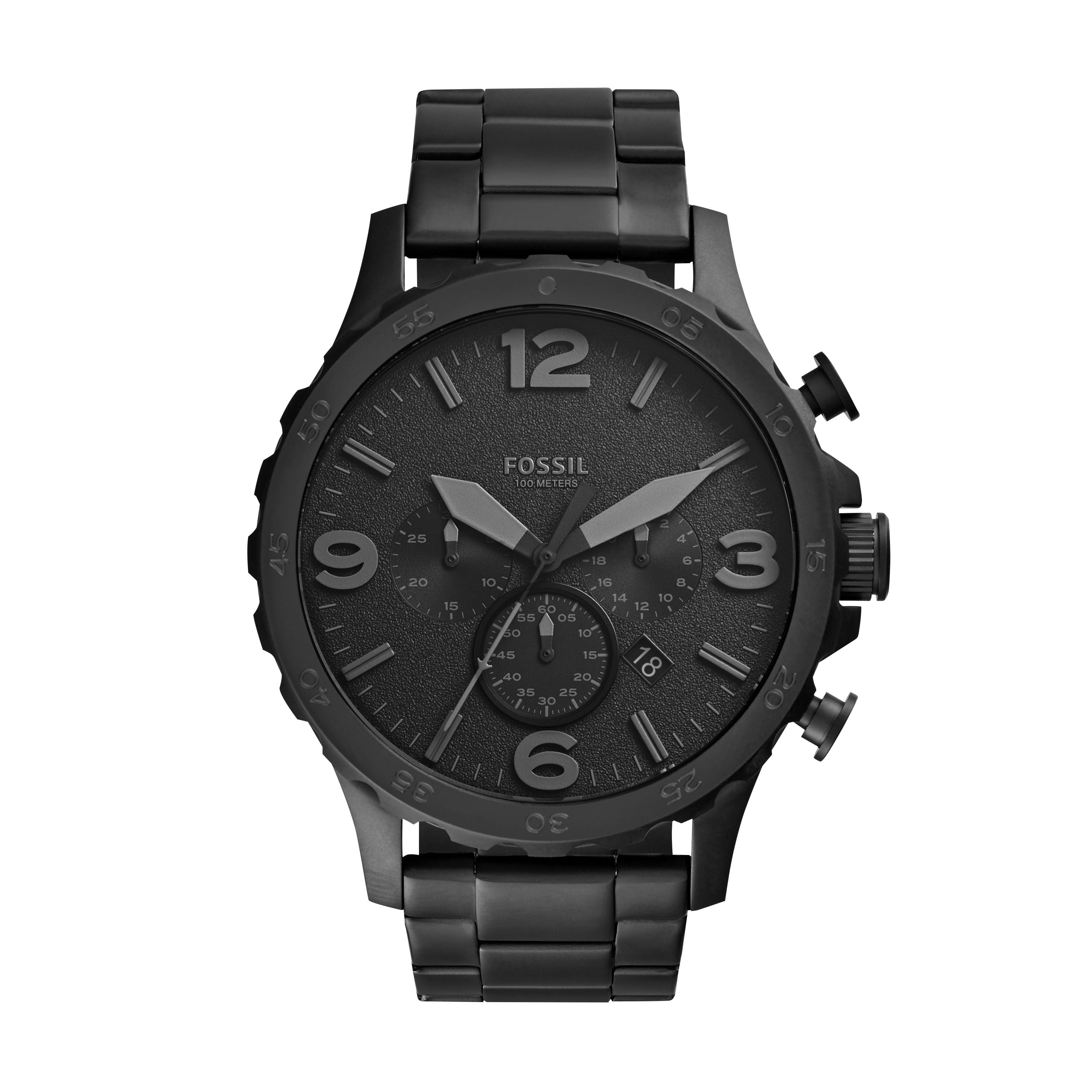 Fossil JR1401 Men&s Nate Stainless Steel Chronograph Watch - Black