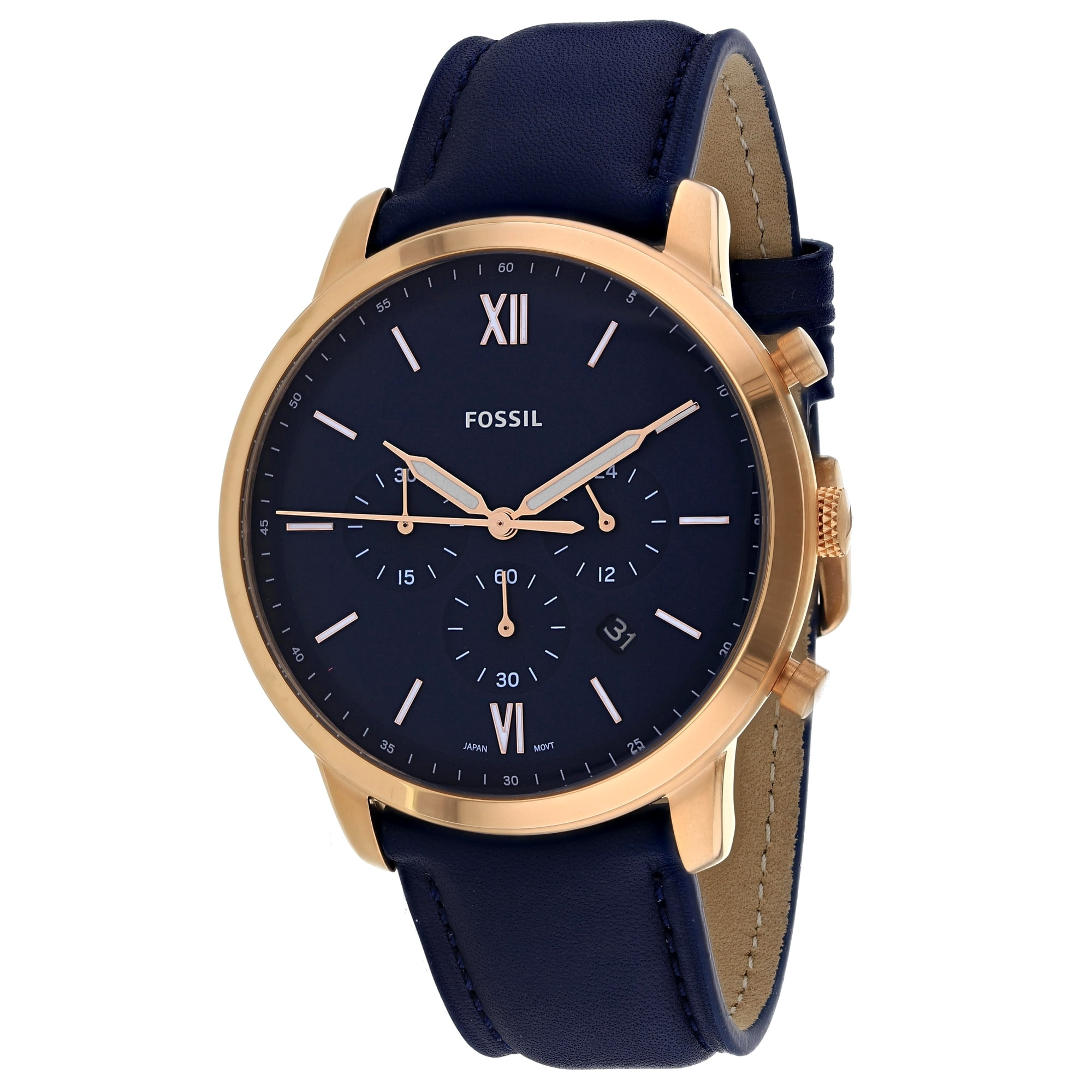 Fossil Men's Neutra FS5454 Gold Leather Japanese Chronograph