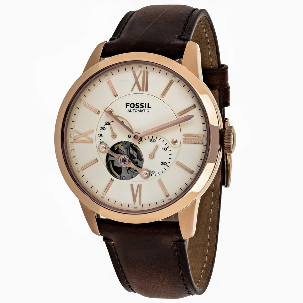 Fossil Men's Townsman Beige Dial Watch, Stainless Steel, Leather