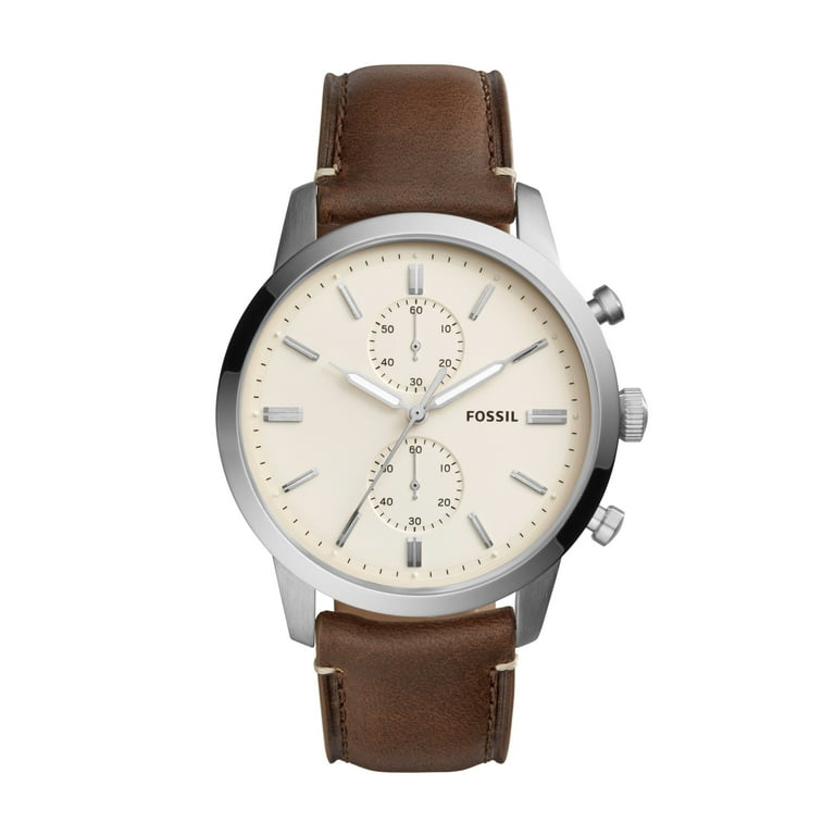 Fossil Men s Townsman Chronograph Brown Leather Watch 44mm FS5350 Walmart