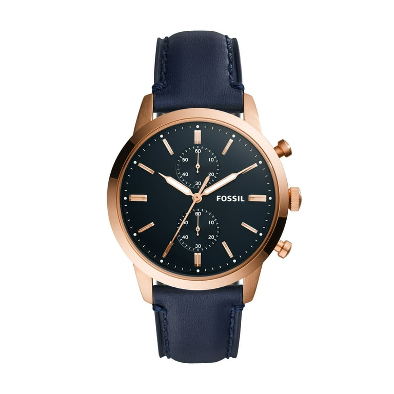 Fossil Men s Townsman Chronograph Navy Leather Watch 44mm FS5436 Walmart