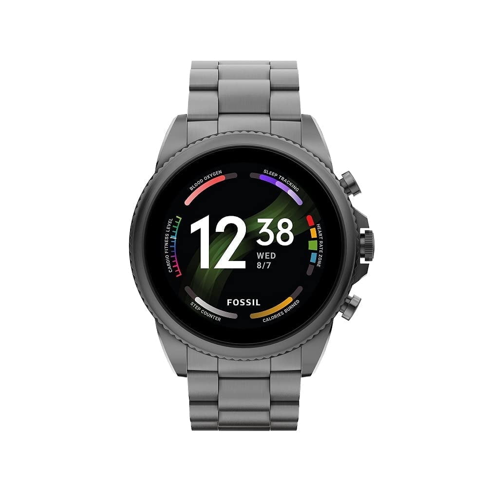 Fossil Mens Gen 6 Stainless Steel Touchscreen Smartwatch 44mm Smoke FTW4059R Walmart