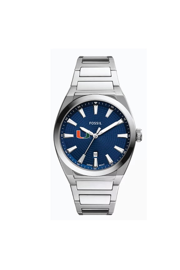 Miami Hurricanes Everett Three-Hand Date Stainless Steel Watch