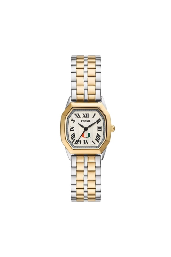 Miami Hurricanes Harlow Three-Hand Two-Tone Stainless Steel Watch