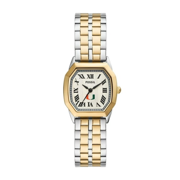Fossil Miami Hurricanes Harlow Three-Hand Two-Tone Stainless Steel Watch