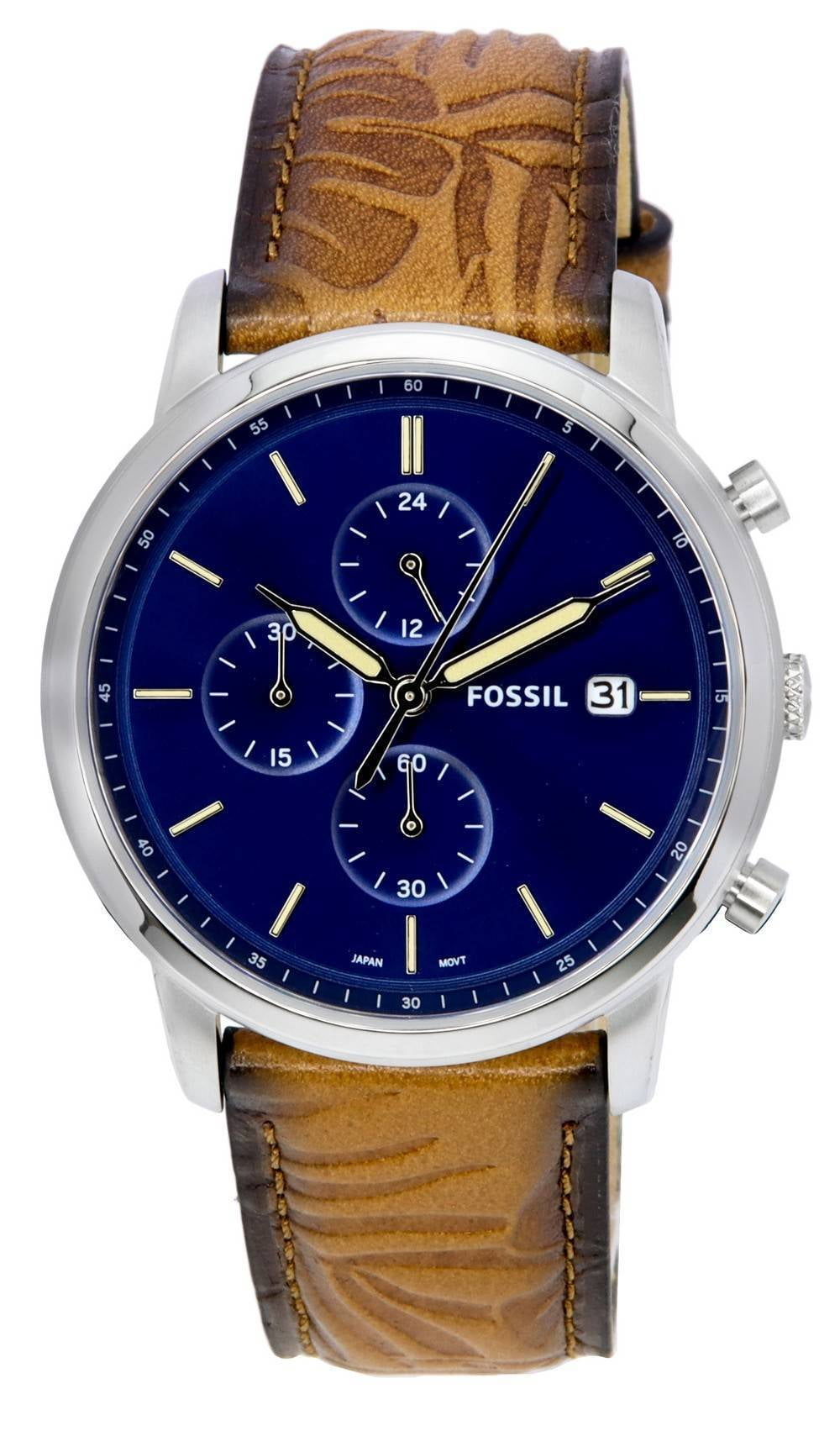 Blue Fossil Chronograph Watch Dial Men\'s FS5928 Quartz Minimalist