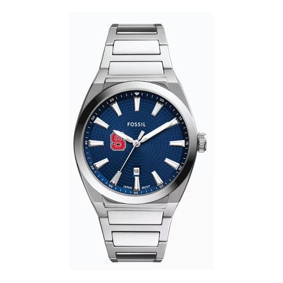 Fossil NC State Wolfpack Everett Three-Hand Date Stainless Steel Watch