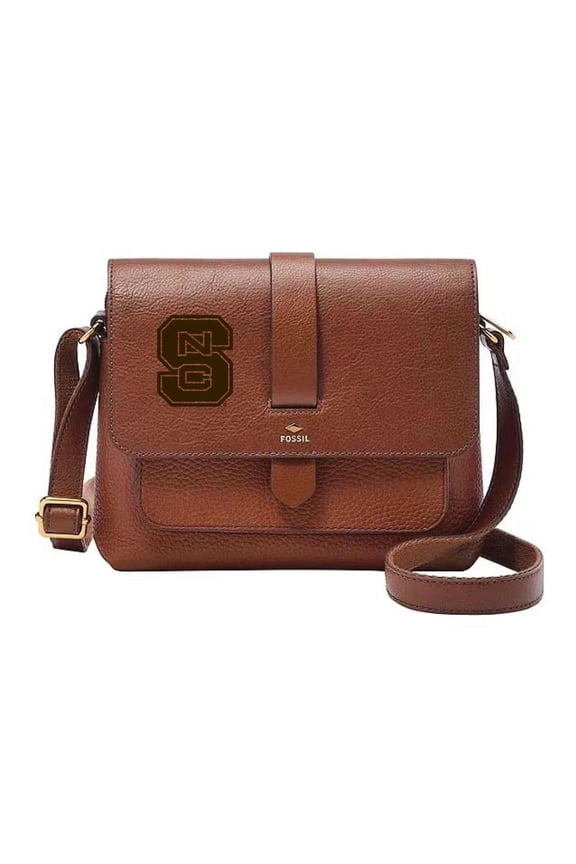 NC State Wolfpack Kinley Brown Leather Small Crossbody Bag