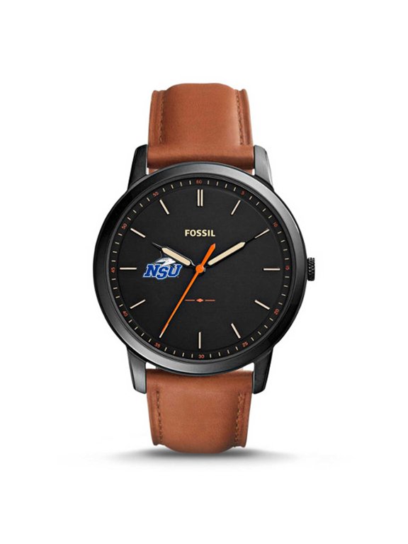 Nova Southeastern Sharks The Minimalist Slim Light Brown Leather Watch