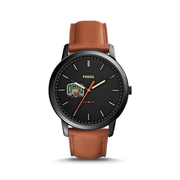 Fossil Ohio Bobcats The Minimalist Slim Light Brown Leather Watch