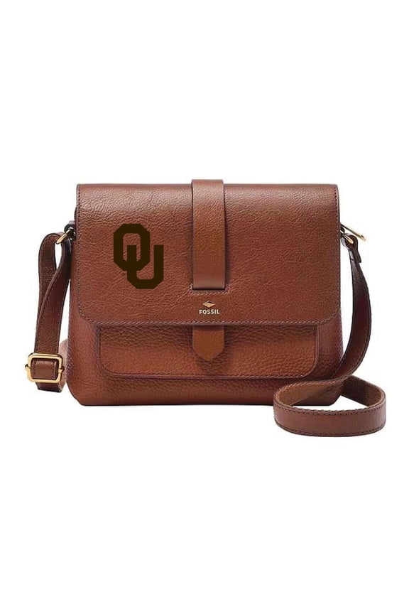Oklahoma Sooners Kinley Brown Leather Small Crossbody Bag