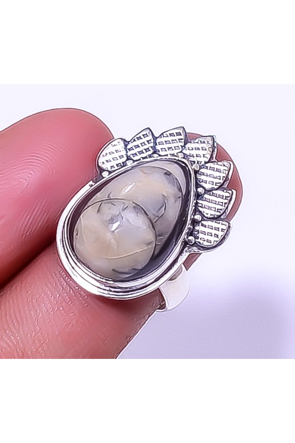 Fossil Orthoceras Designer Gemstone 925 Sterling Silver Handmade Ring s.Ad A310, Christmas Sale, Birthday Gift, Beautiful Jewelry For Woman