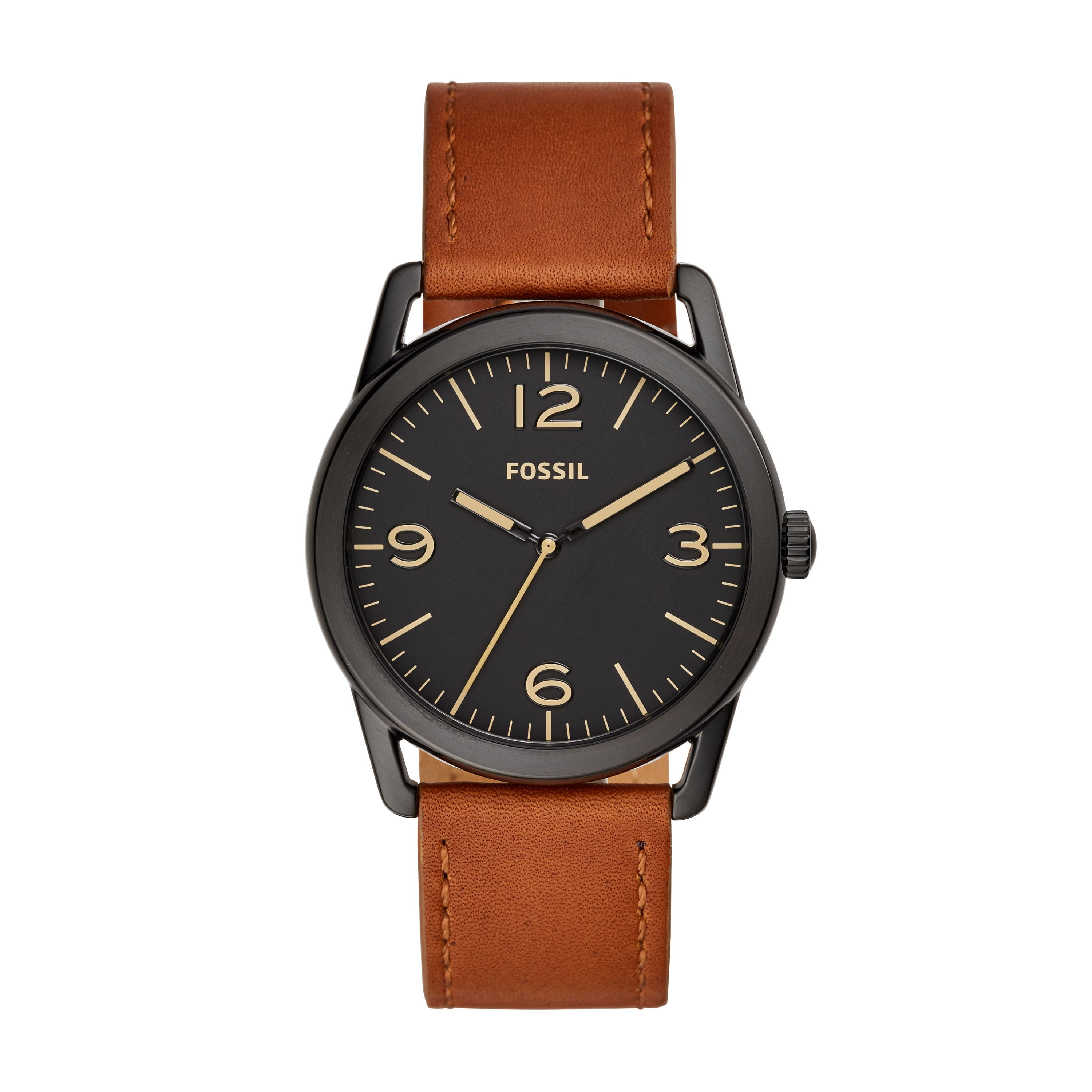 Fossil Outlet Men s Ledger Three Hand Black Tone Stainless Steel Watch BQ2305 Walmart
