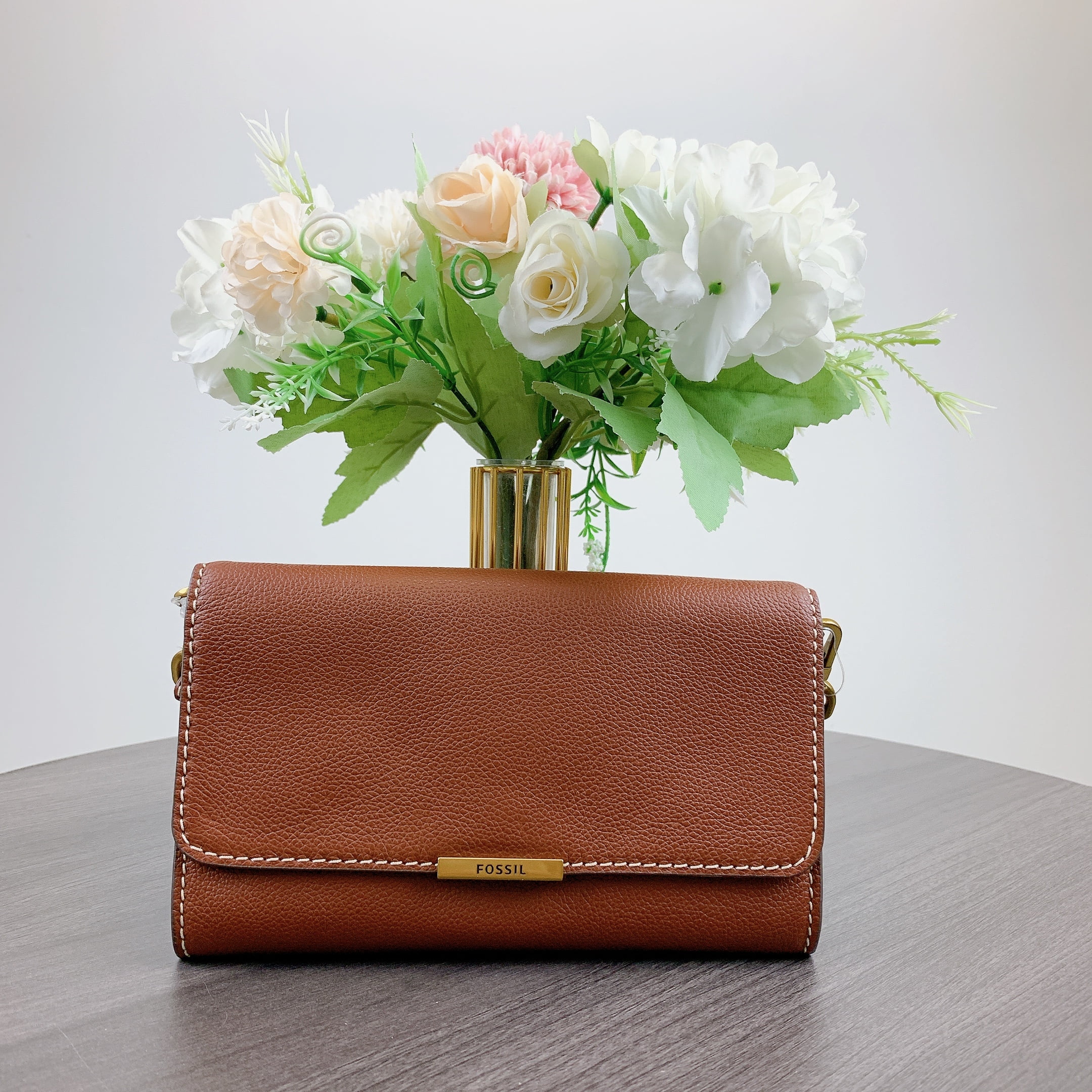 Fossil SHB3155210 Jori Wallet Crossbody IN Brown - Walmart.com
