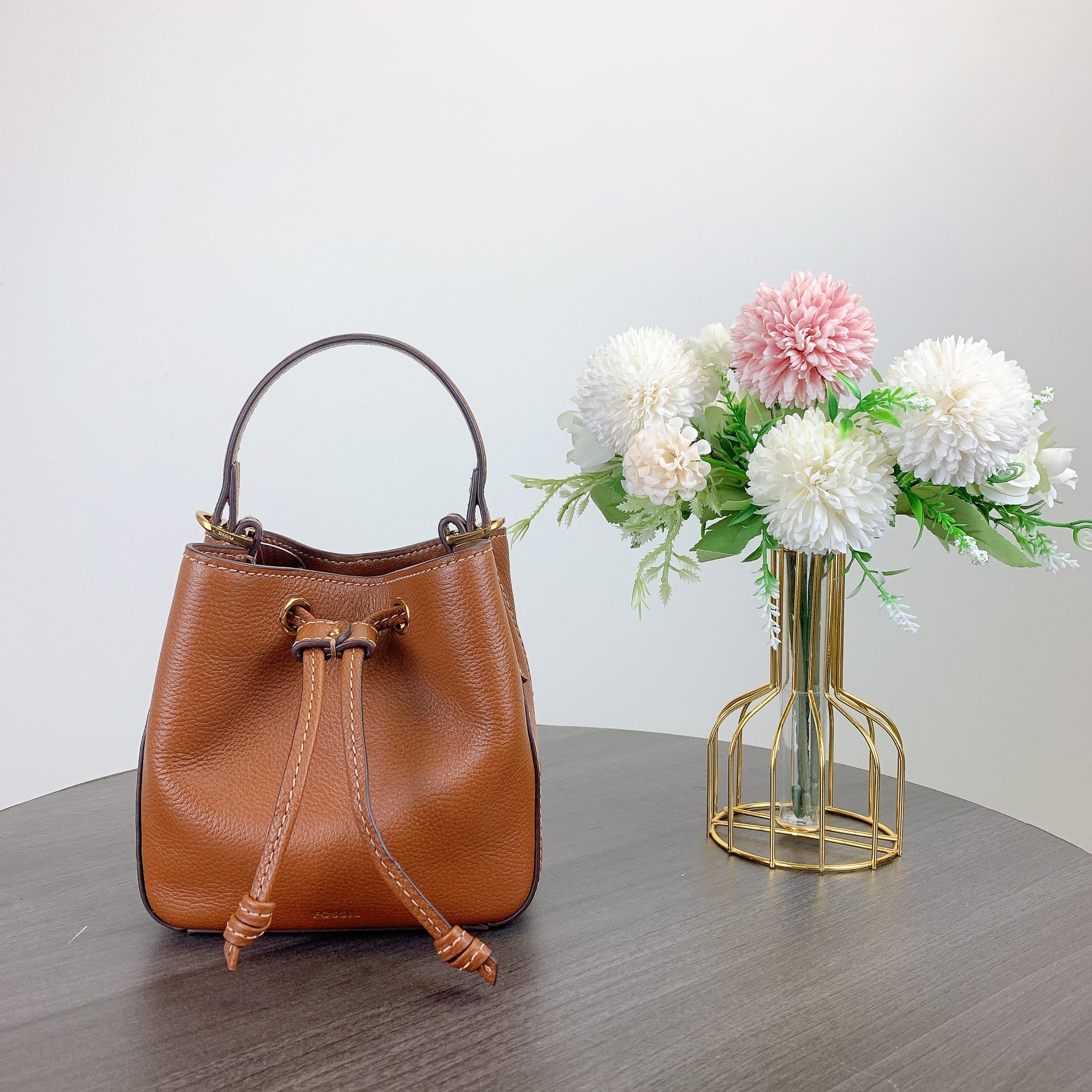 Fossil SHB3196210 Tessa Small Bucket Crossbody IN Brown - Walmart.com