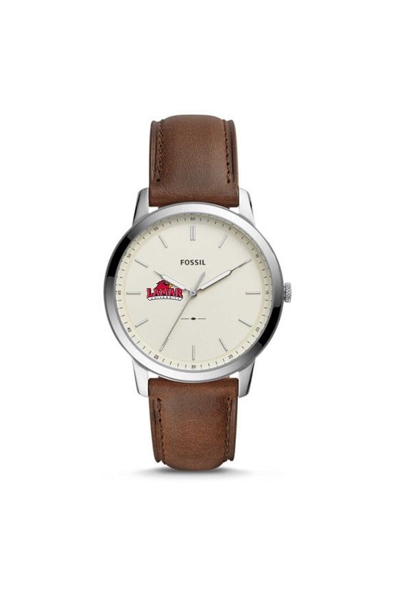 Silver Lamar Cardinals The Minimalist Brown Leather Watch