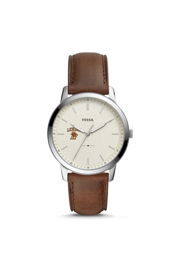Silver Lehigh Mountain Hawks The Minimalist Brown Leather Watch