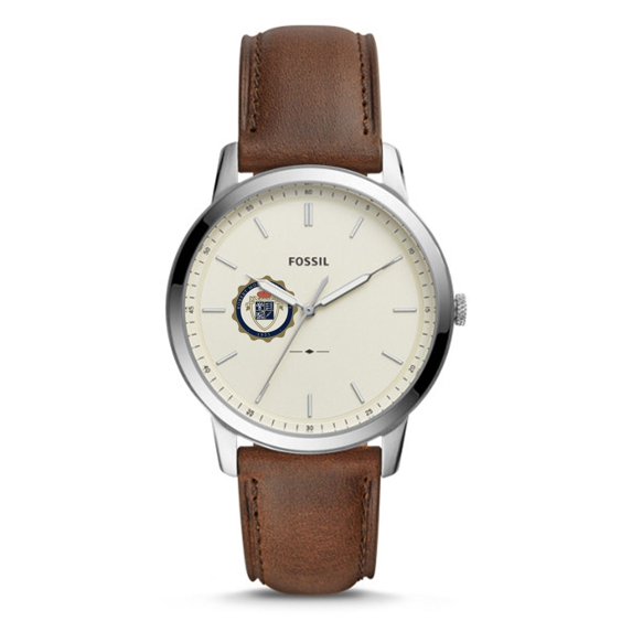 Fossil Silver Robert Morris Colonials The Minimalist Brown Leather Watch
