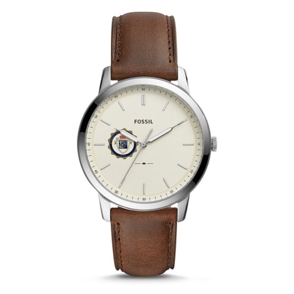 Fossil Silver Robert Morris Colonials The Minimalist Brown Leather Watch