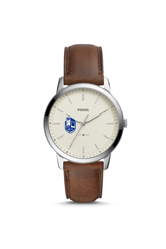Silver SUNY Geneseo Knights The Minimalist Brown Leather Watch