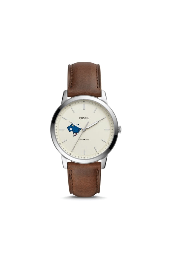 Silver St. Mary's University Rattlers The Minimalist Brown Leather Watch
