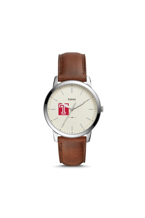 Silver Temple Owls The Minimalist Brown Leather Watch