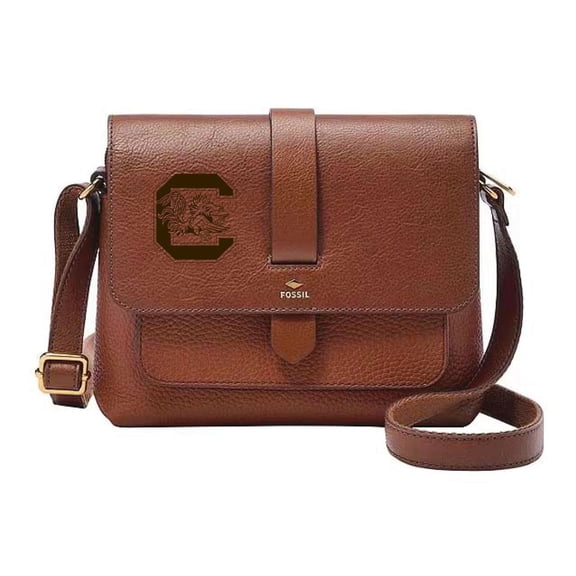 Fossil South Carolina Gamecocks Kinley Brown Leather Small Crossbody Bag