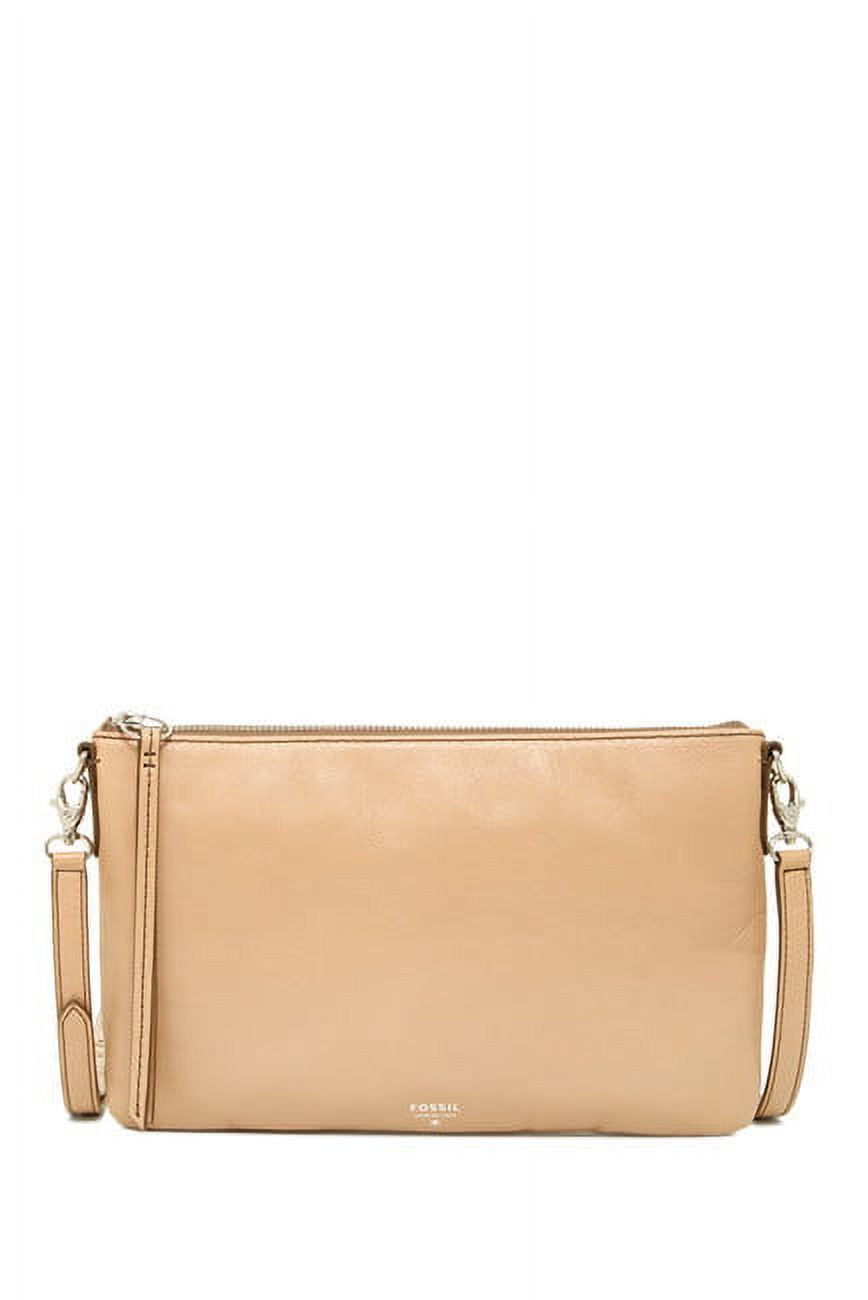 Fossil Sydney Top Zip Leather Crossbody Taupe