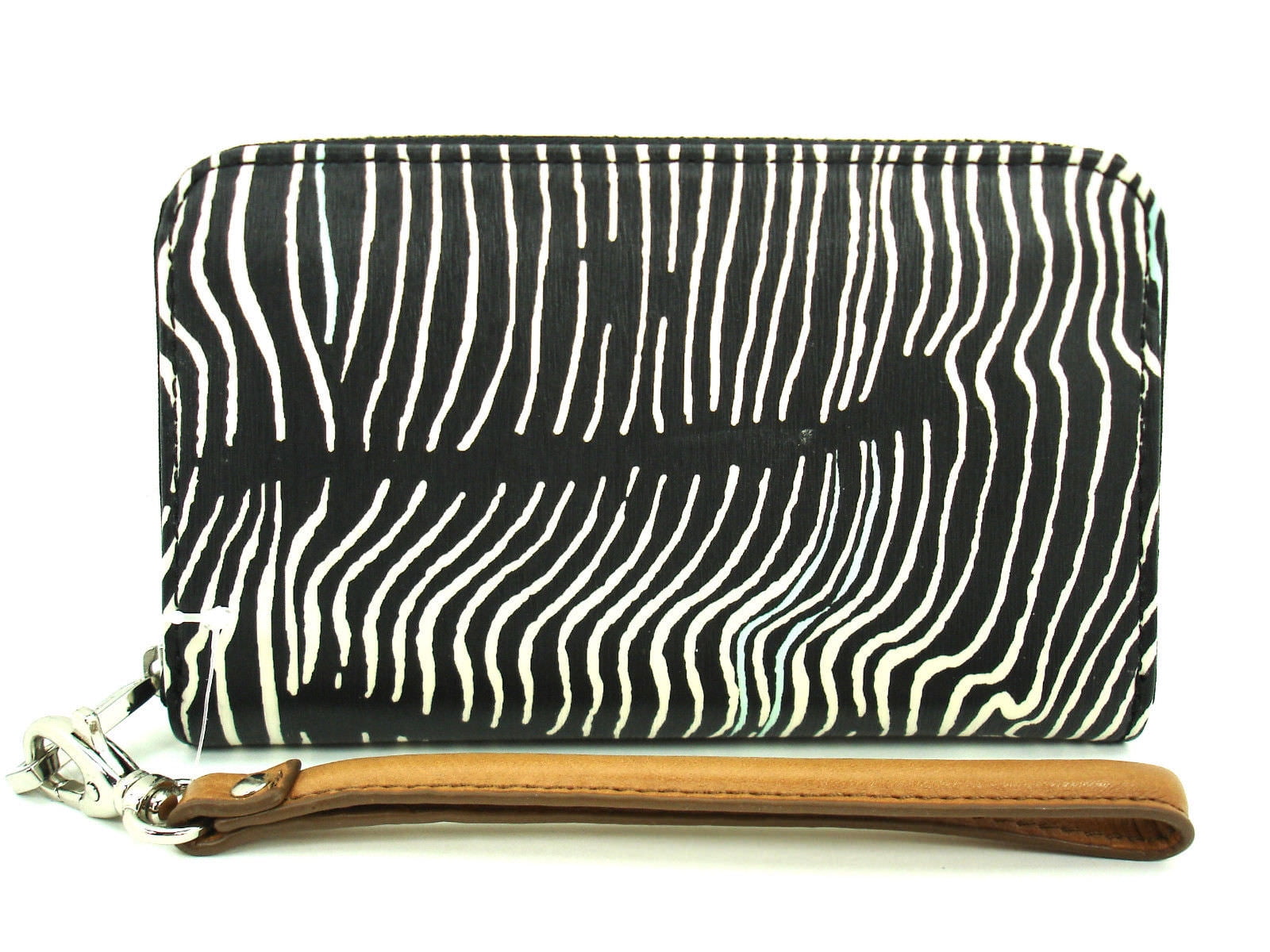 Fossil Sydney Zip Clutch Wallet Wristlet Zebra Black White Animal
