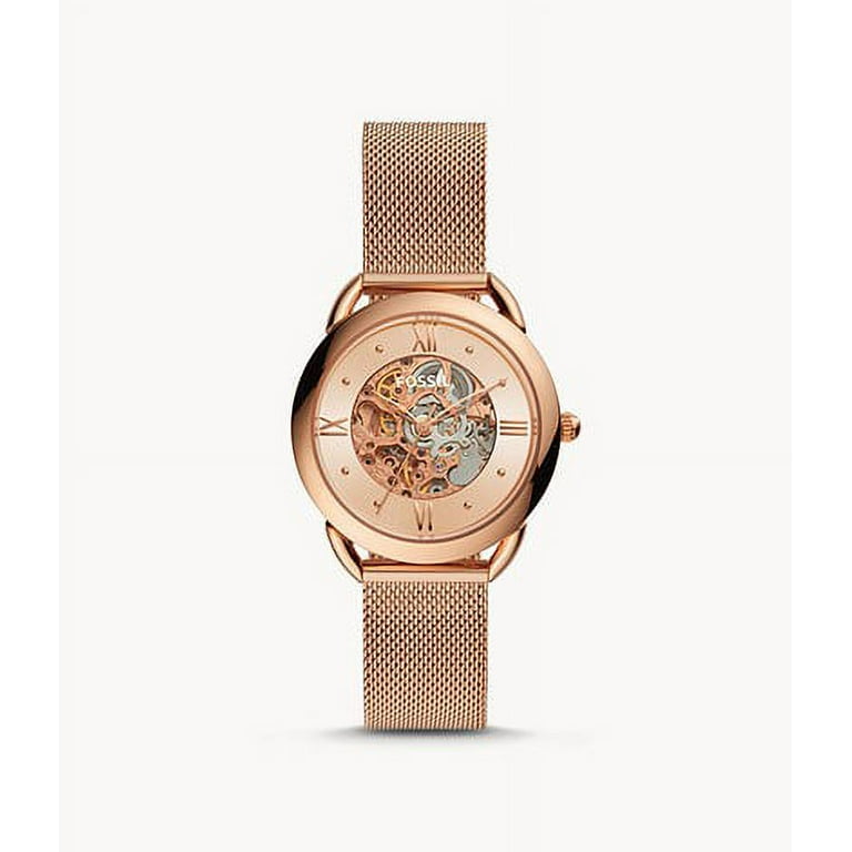 Fossil Tailor Automatic Rose Skeleton Dial Ladies Watch ME3165