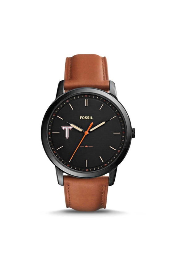 Troy University Trojans The Minimalist Slim Light Brown Leather Watch