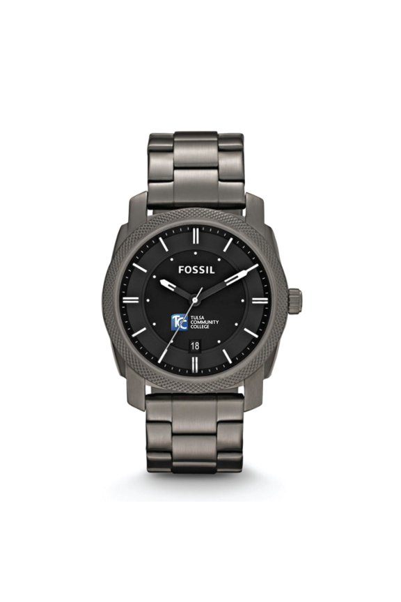 Tulsa Community College Machine Smoke Stainless Steel Watch