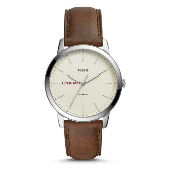 Fossil UChicago Maroons The Minimalist Brown Leather Watch