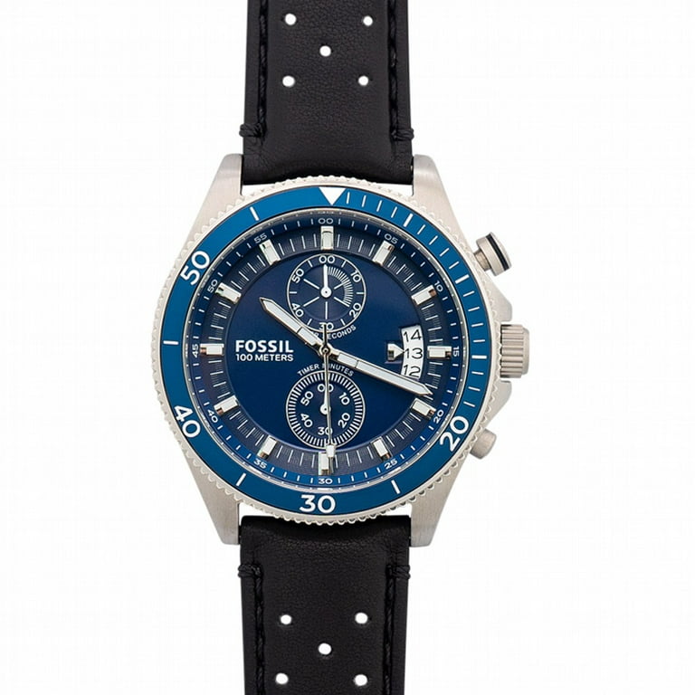 Fossil Wakefield Blue Dial Black Leather Men s Watch 45MM CH2945 Walmart