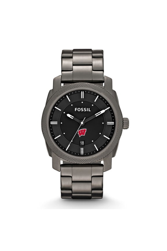 Wisconsin Badgers Machine Smoke Stainless Steel Watch