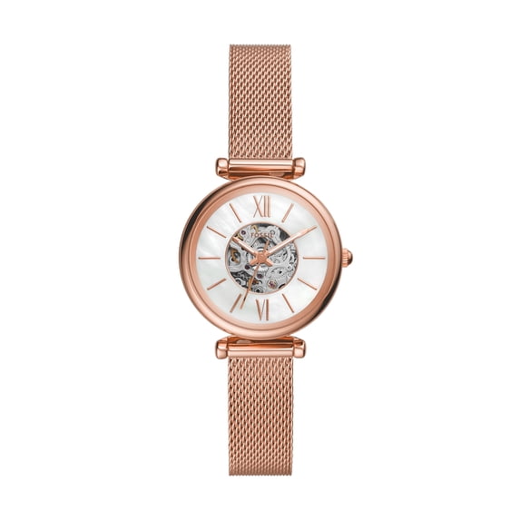 Fossil Women's Carlie Mini Me Automatic, Rose Gold-Tone Stainless Steel Watch