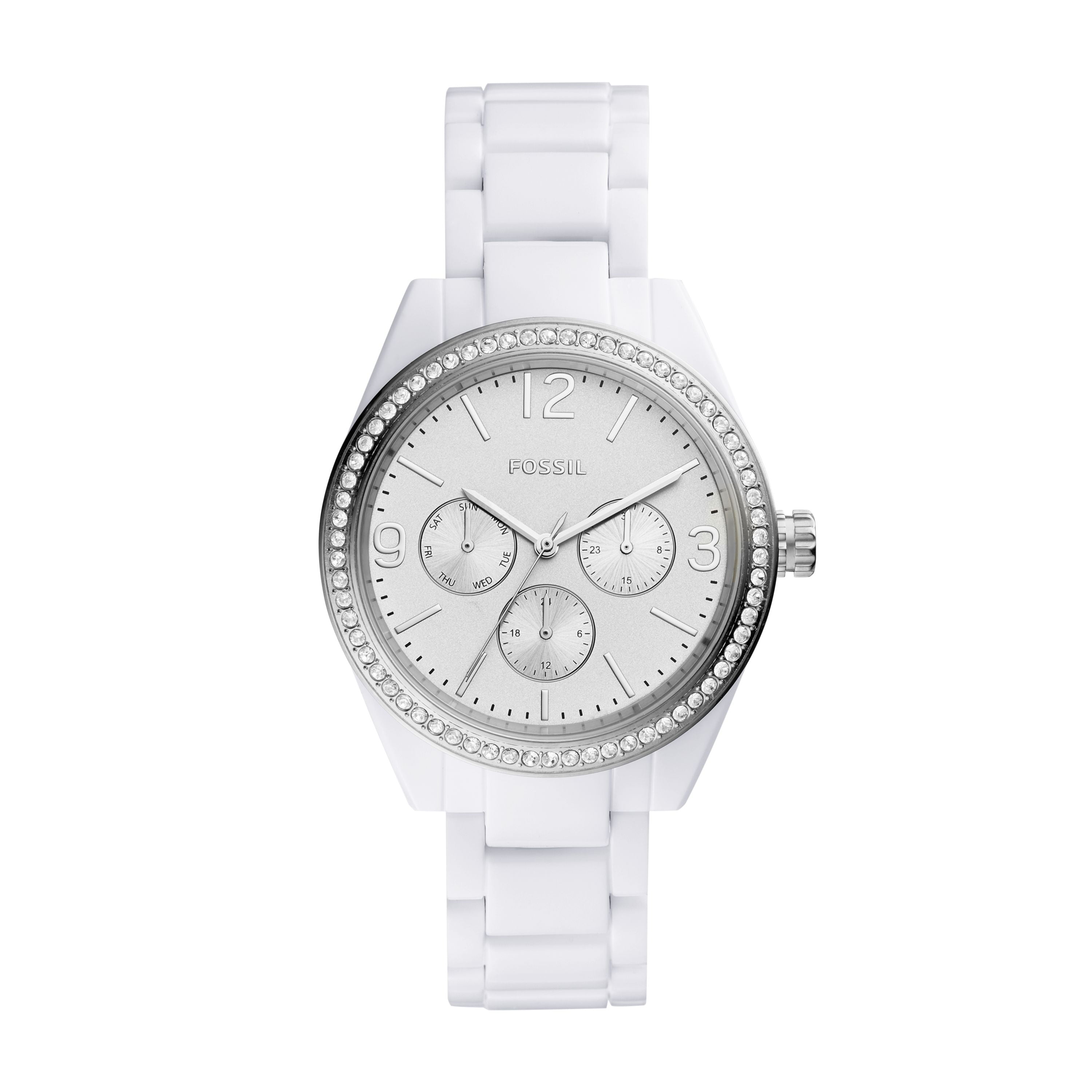 Fossil Women s Caleigh Multifunction White Acetate Watch BQ3343