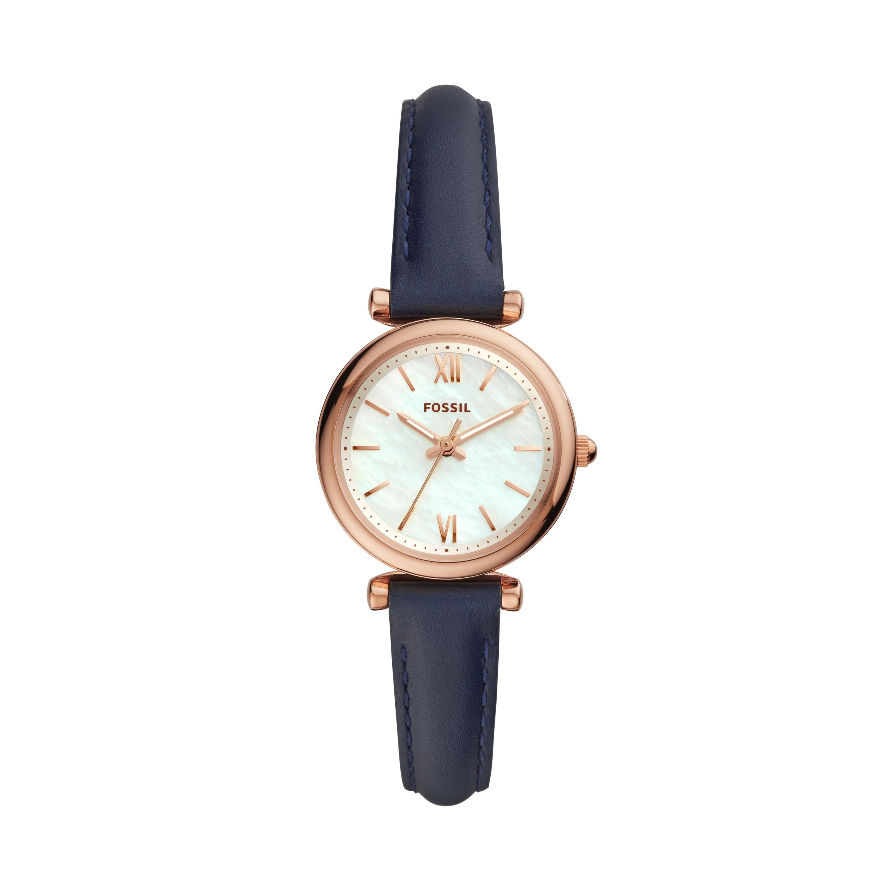 Fossil Women s Carlie Three Hand Watch Rose Gold Tone Stainless Steel