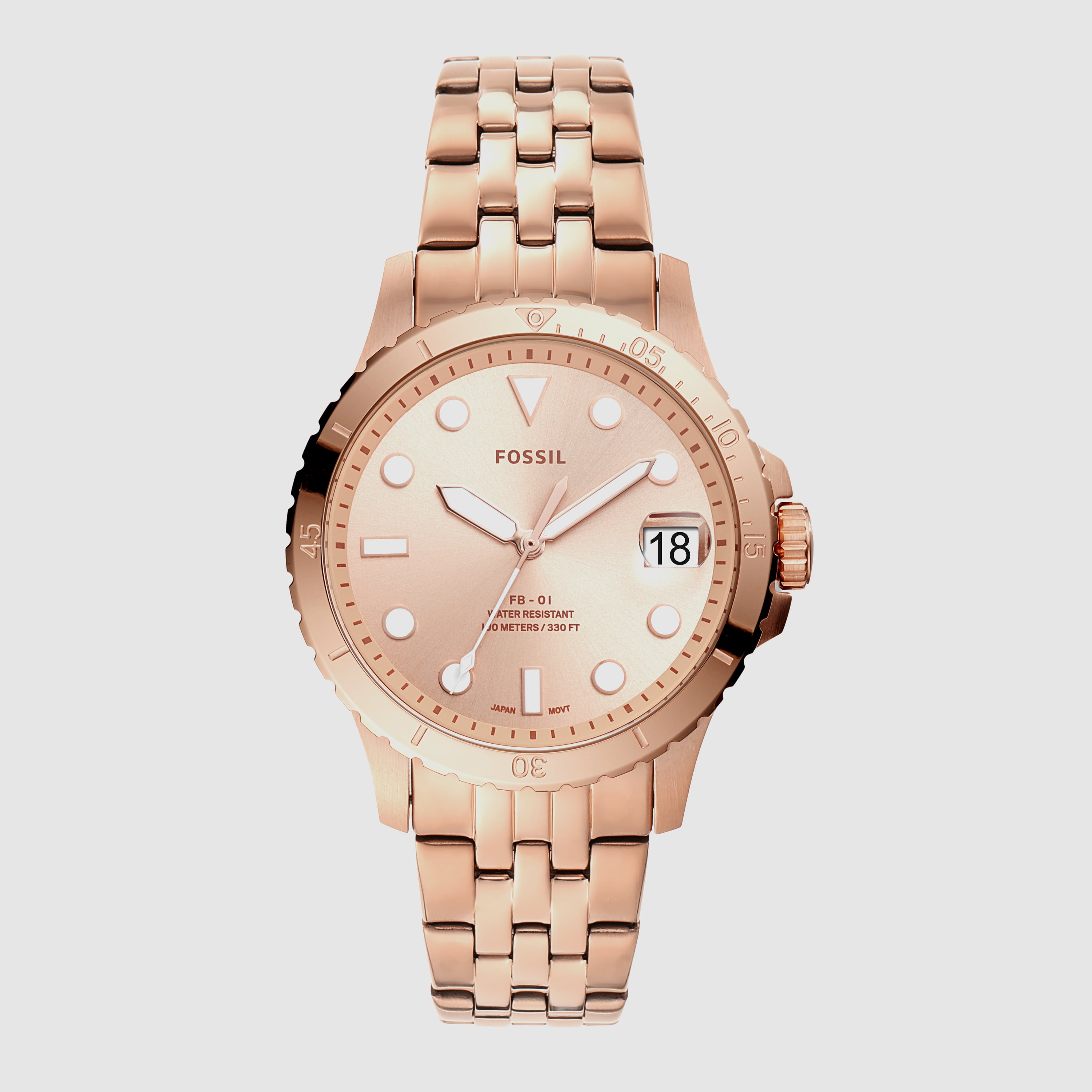 Fossil Women's FB-01 Three-Hand Date Rose Gold-Tone Stainless Steel ...