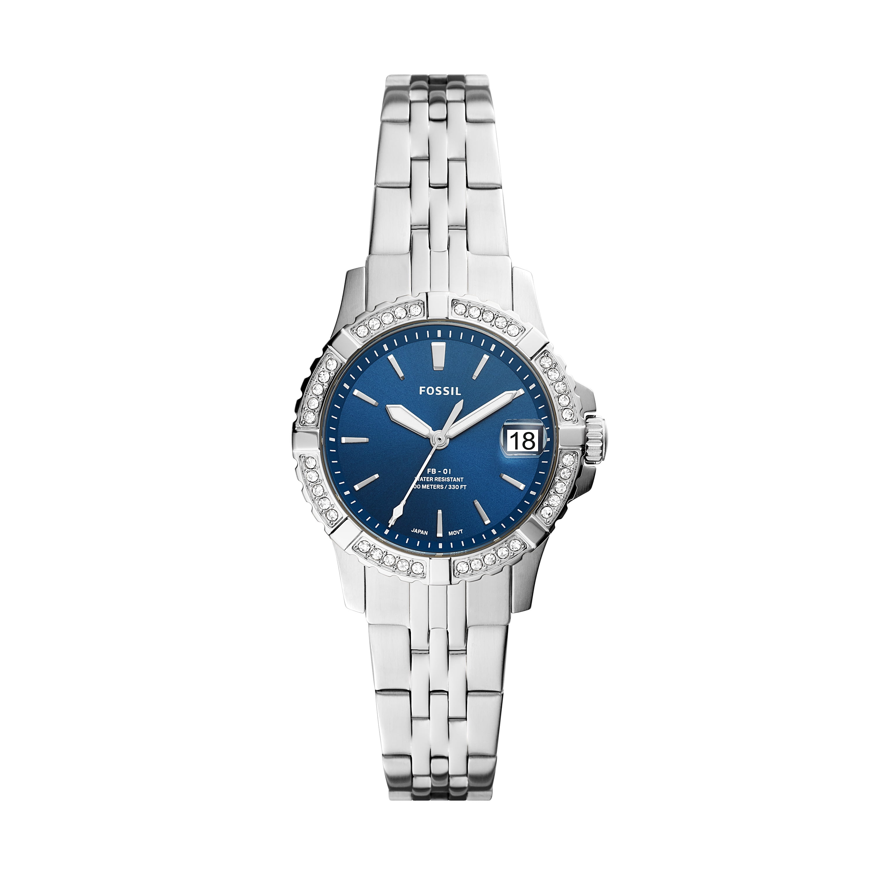 Fossil blue stainless steel watch women's 2025