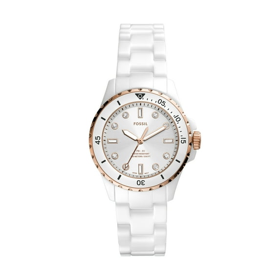 Fossil Women's FB-01 Three-Hand, White-Tone Stainless Steel Watch