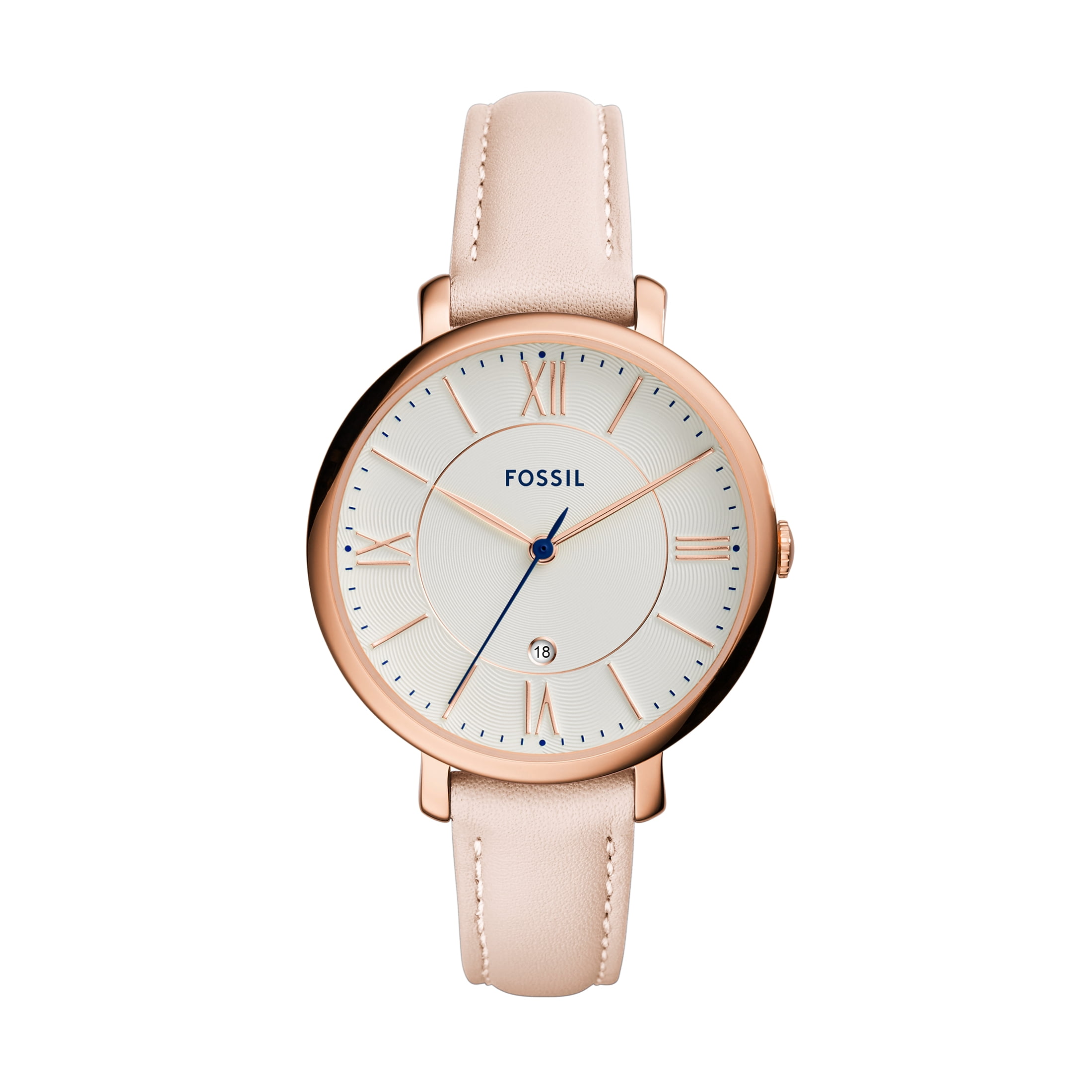 Fossil Women's Jacqueline Floral Dial Black Leather Watch
