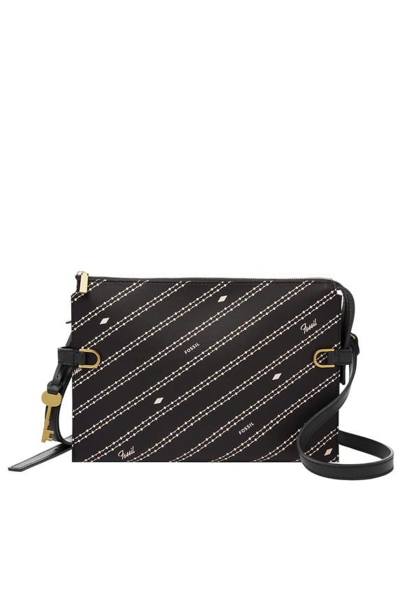 Women's Kier Vegan Cactus Crossbody Purse Handbag, Black/Bone Signature Print (Model: ZB1698104)